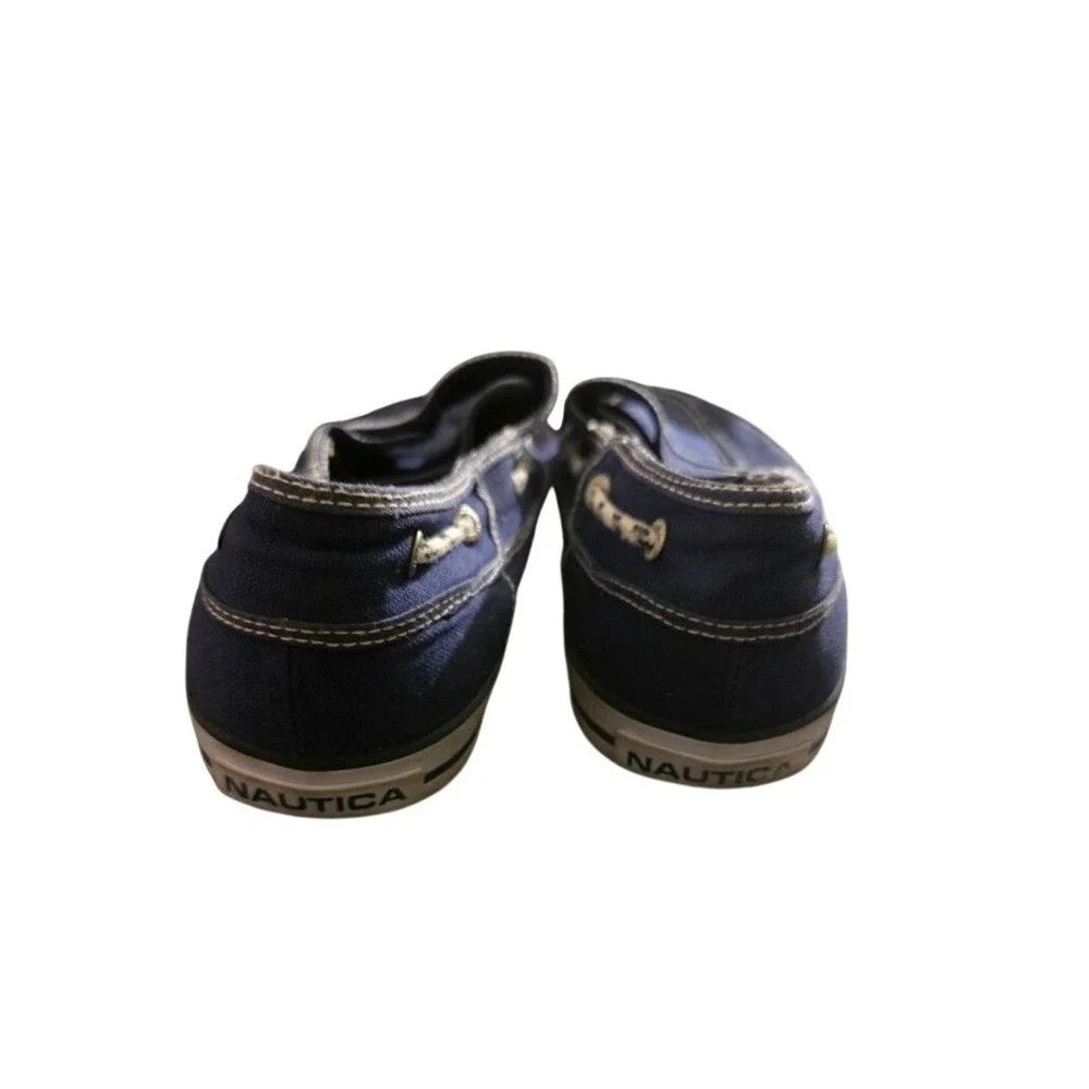 Men's Nautica Blue Canvas Boat Shoes Standard 10.5 with White‎ Accents